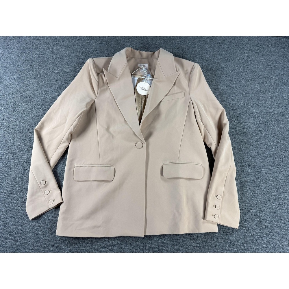 Camila Coelho Blazer Womens Medium Beige Neutral One Button Lined Career